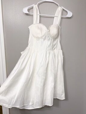 Women’s Cream Bustier Mini Dress with Wide Straps